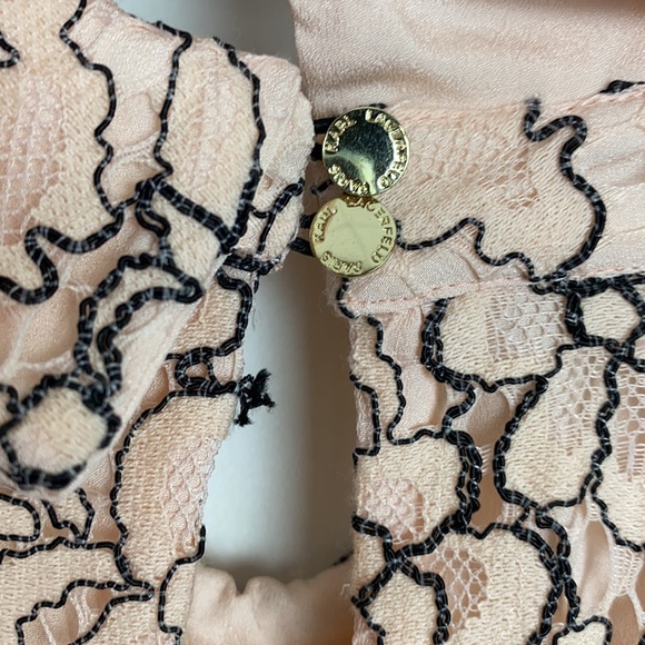 Karl Lagerfeld 10 Lace Bow Top Blouse Blush Pink - Picture 8 of 10